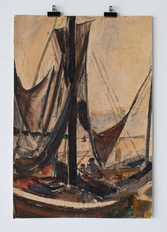 Gerhard Schulte-Dahling - Segelboot im Hafen - o.J. - Öl / Mischtechnik
