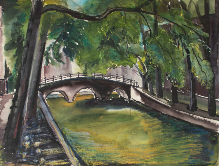 Gerhard Schulte-Dahling - Brücke über einen Kanal (Niederlande?) - o.J. - Aquarell