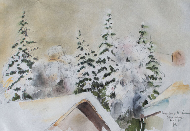 Gerhard Schulte-Dahling - Verschneite Bäume Oberstorf - 1959 - Aquarell