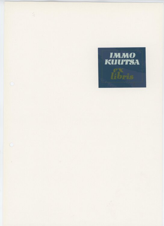 Hannu Paalasmaa - Ex Libris Immo Kuutsa - ohne Jahresangabe - Siebdruck