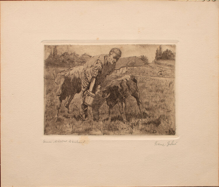 Franz Gehri - Die Kühe füttern - 1904 - Radierung