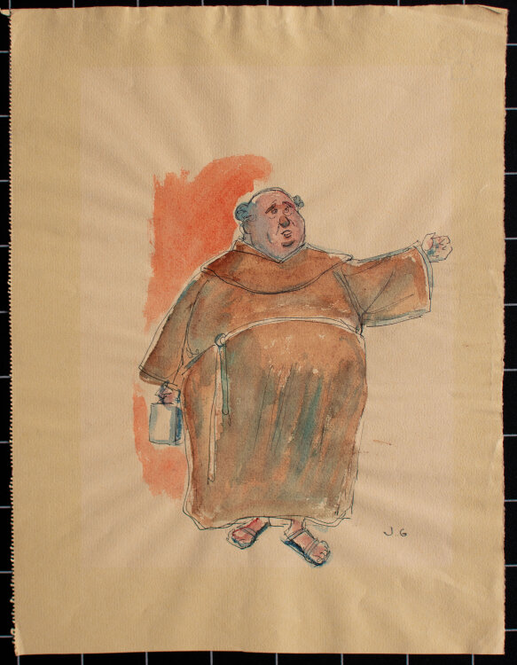 unbekannt - Lustige Mönch - o.J. - Aquarell