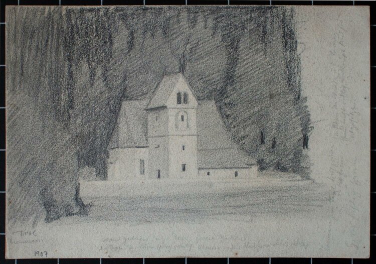 Albert Leusch - Im Tirol/ Kirche - Bleistiftzeichnung - 1907