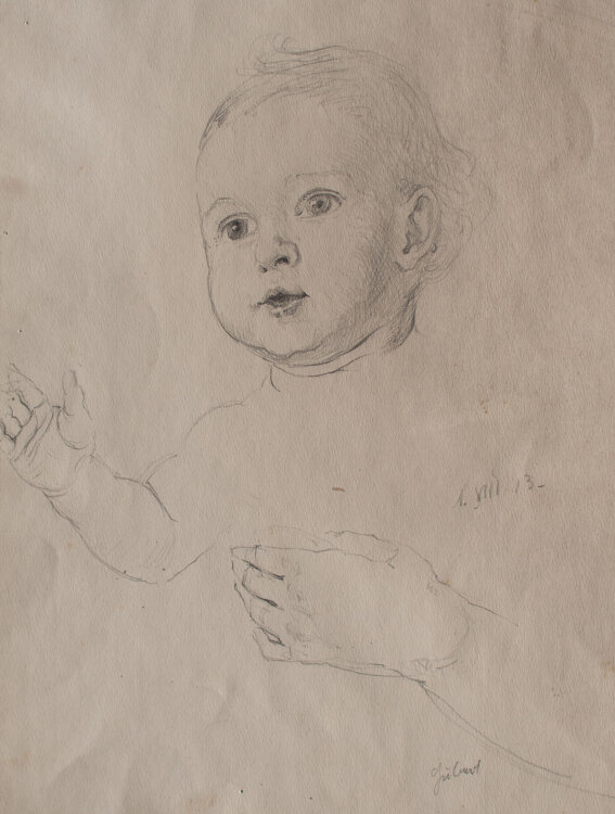 unleserlich signiert - Porträtstudie - 1913 - Bleistiftzeichnung