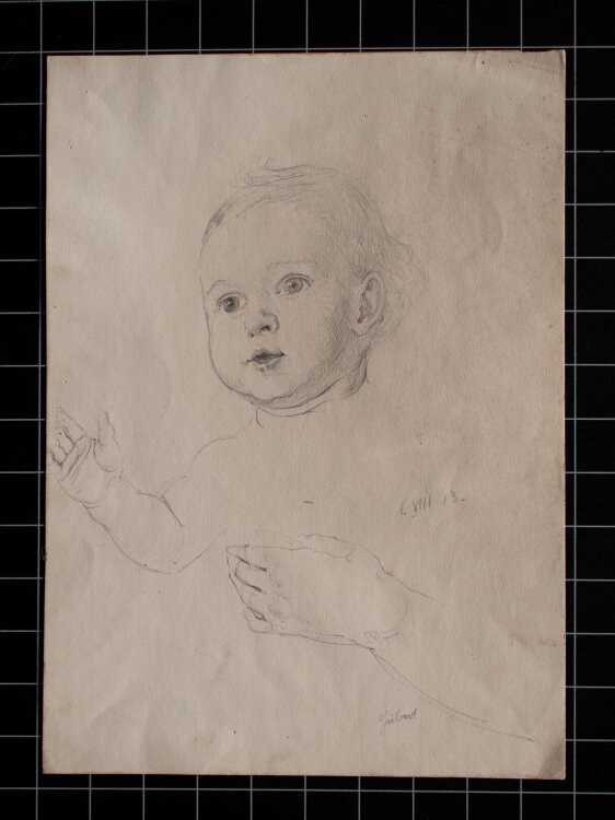 unleserlich signiert - Porträtstudie - 1913 - Bleistiftzeichnung