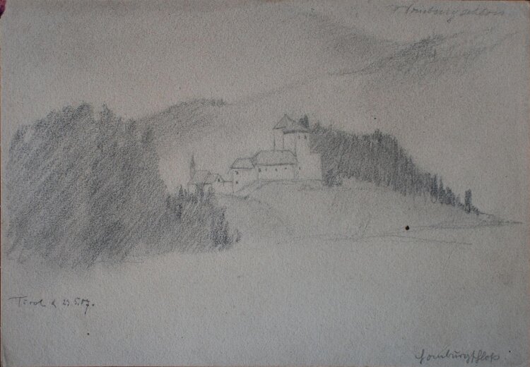 Albert Leusch - Schloß Tirol/ Italien - Bleistiftzeichnung - 1907