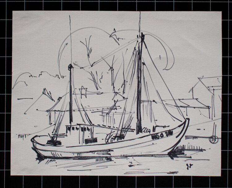 Gerhard Schulte-Dahling - Segelschiff im Hafen - o.J. - Filzstift (?)