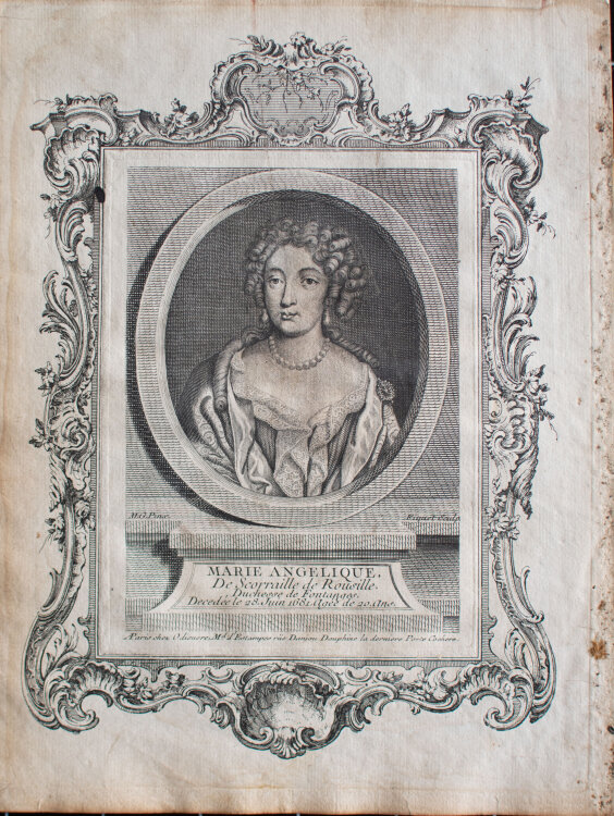 Etienne Fiquet nach M.G. - Porträt Marie Angélique de Scorailles, Herzogin von Fontagnes - o.J. - Kupferstich