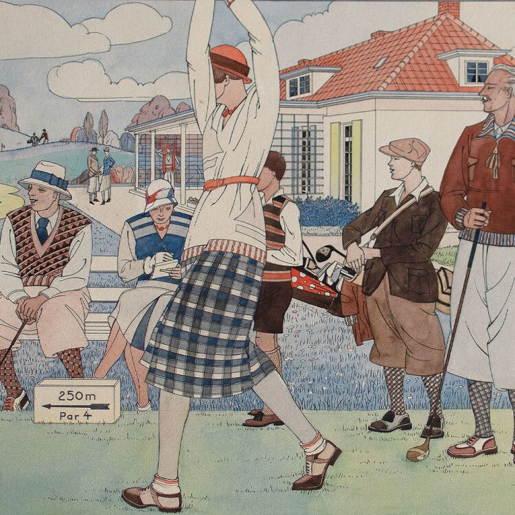 unbekannt - Golfspielerin - 1931 - Aquarell