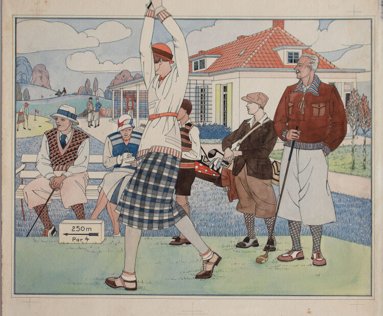 unbekannt - Golfspielerin - 1931 - Aquarell