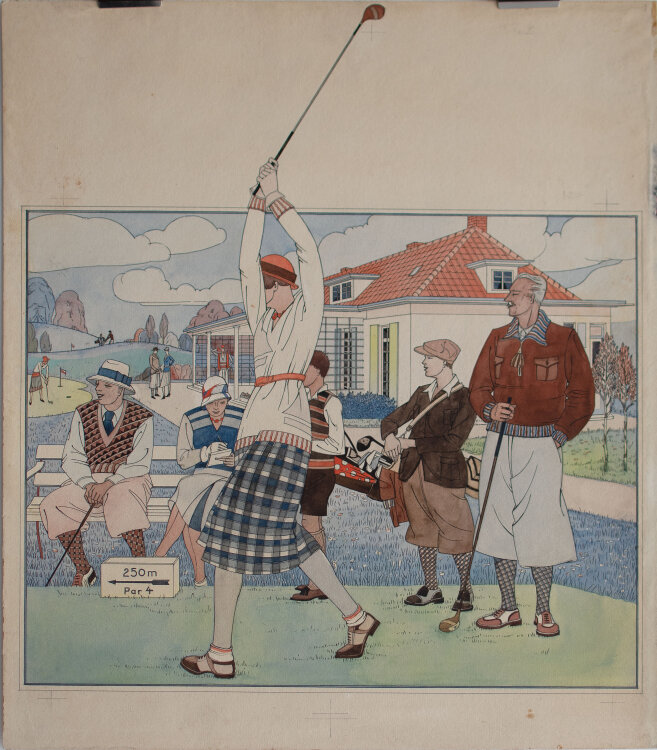 unbekannt - Golfspielerin - 1931 - Aquarell