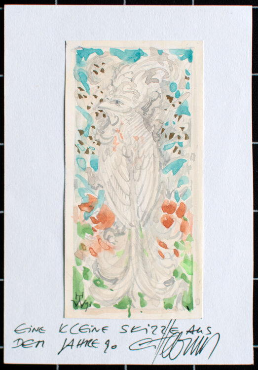 Unleserlich signiert - Pfau - 1990er - Aquarell