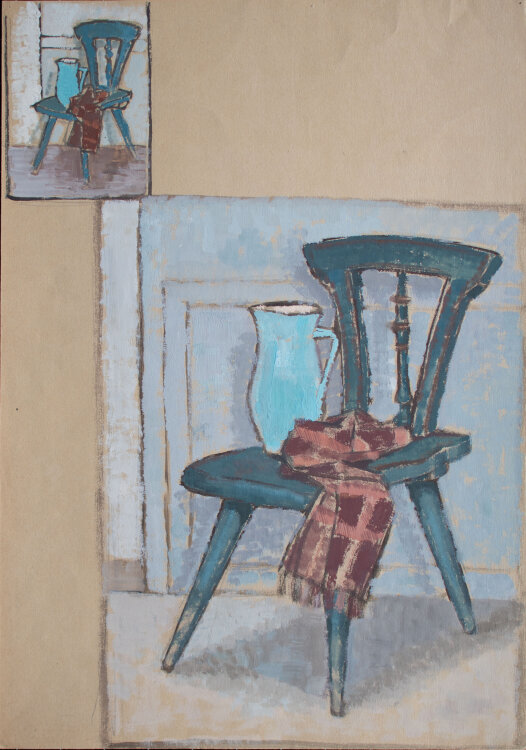 unbekannt - Stuhl mit Vase - o.J. - Pastell