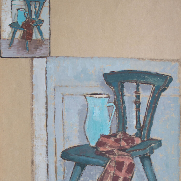unbekannt - Stuhl mit Vase - o.J. - Pastell