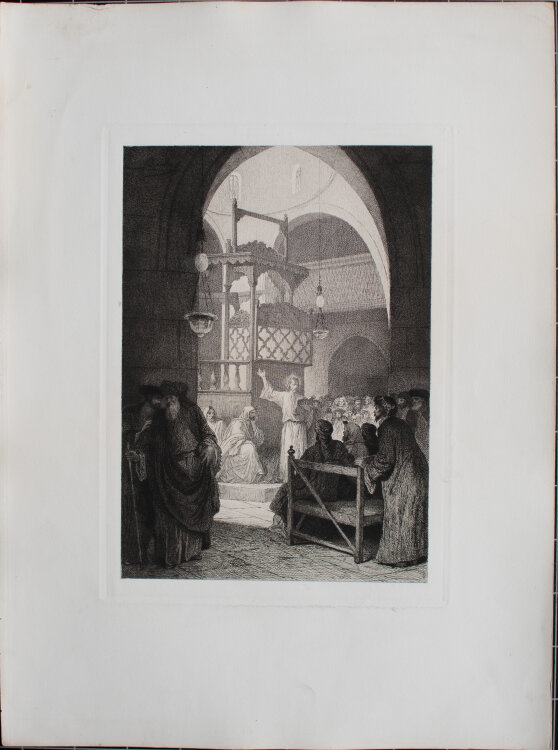 Alexandre Bida nach - Jesus lehrt in der Synagoge - o.J. - Radierung