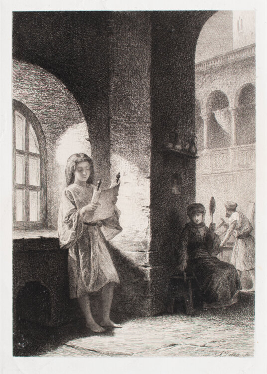 Alexandre Bida nach - Jesus mit Schriftrolle - o.J. - Radierung