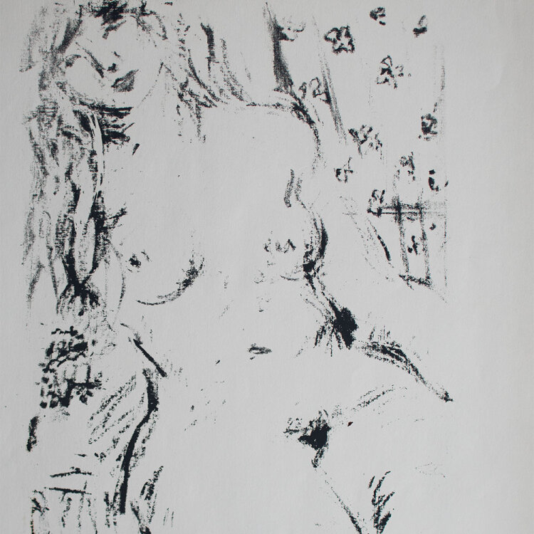 unleserlich signiert - Weiblicher Akt - 1977 - Lithografie