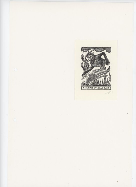 L. Setnjev - Ex Libris Elvi Riis - ohne Jahresangabe - Holzschnitt