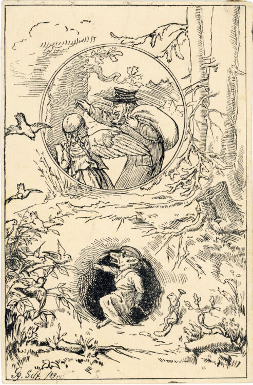 Georg Schmidt - Engel, Mann und coole Maus - 1889 - Zeichnung