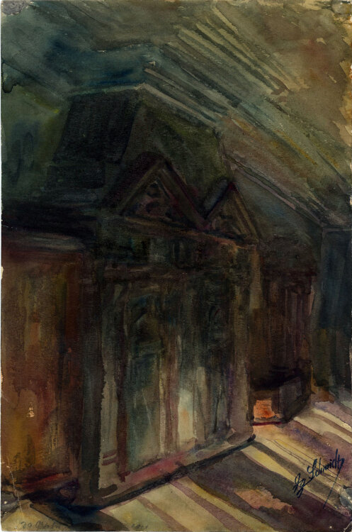 Georg Schmidt - Gang in Rathaus - 1911 - Aquarell