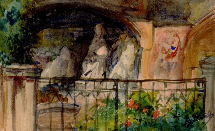 Georg Schmidt - Grabdenkmal, St. Johannis Friedhof - o.J. - Aquarell