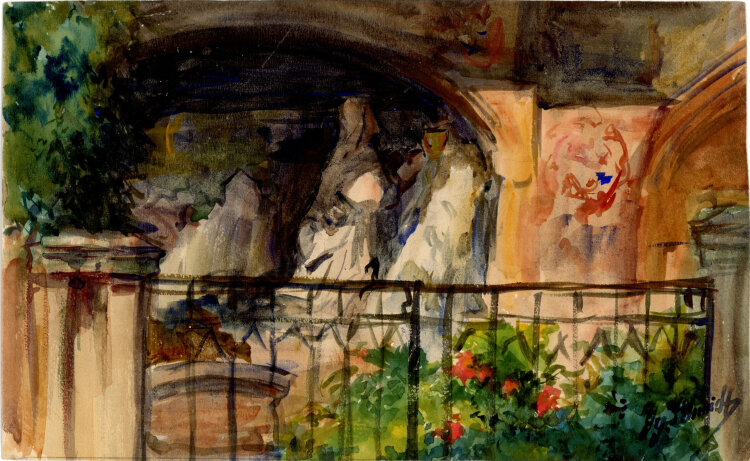 Georg Schmidt - Grabdenkmal, St. Johannis Friedhof - o.J. - Aquarell