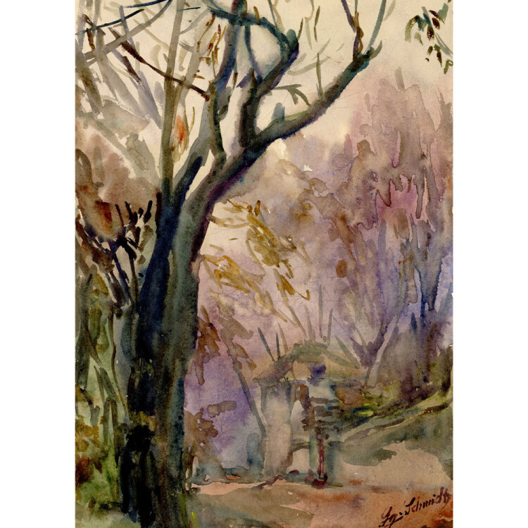 Georg Schmidt - Fluß im Wald - 1908 - Aquarell