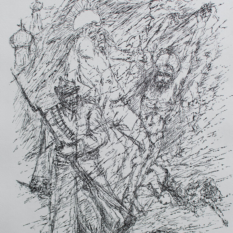 Fritz Cremer - Sechs Lithografien zu Alexander Bloks Poem Die Zwölf" - 1981 - Lithografie"