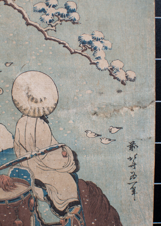 Katsushika Hokusai - Reiter im Schnee/ Der chinesische Dichter Su Dongpo - 1834 - Farbholzschnitt