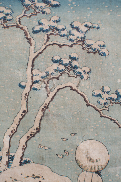 Katsushika Hokusai - Reiter im Schnee/ Der chinesische Dichter Su Dongpo - 1834 - Farbholzschnitt