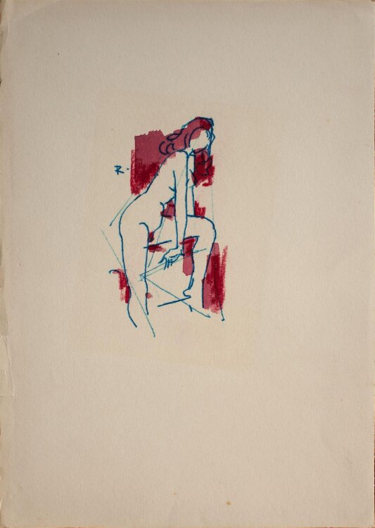 Bruno Ramin - Weiblicher Akt - aquarellierte Tuschezeichnung - o. J.