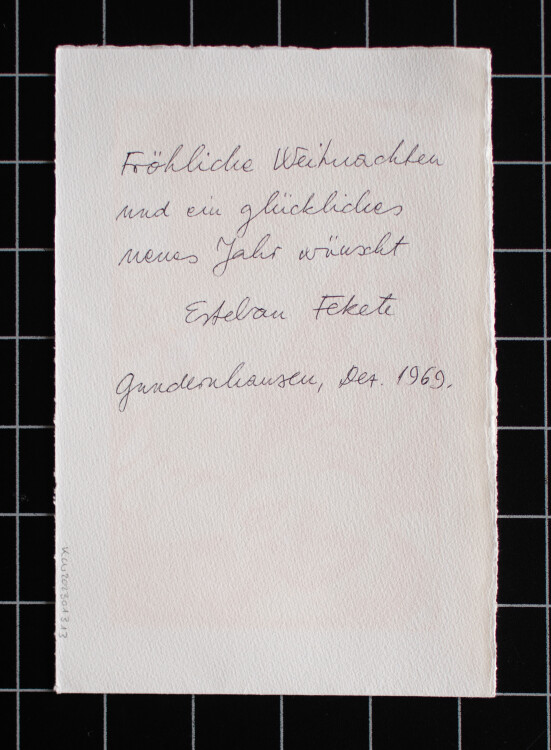 Esteban Fekete - Weihnachts - und Neujahrsgruß 1969 - männliches Porträt - 1969 - Farbholzschnitt