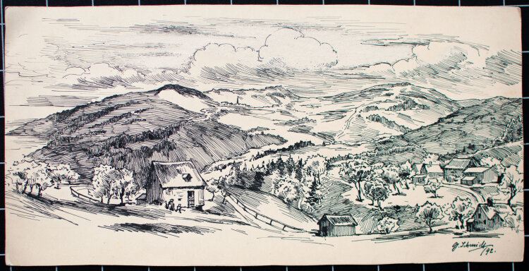Georg Schmidt - Tallandschaft - 1892 - Zeichnung