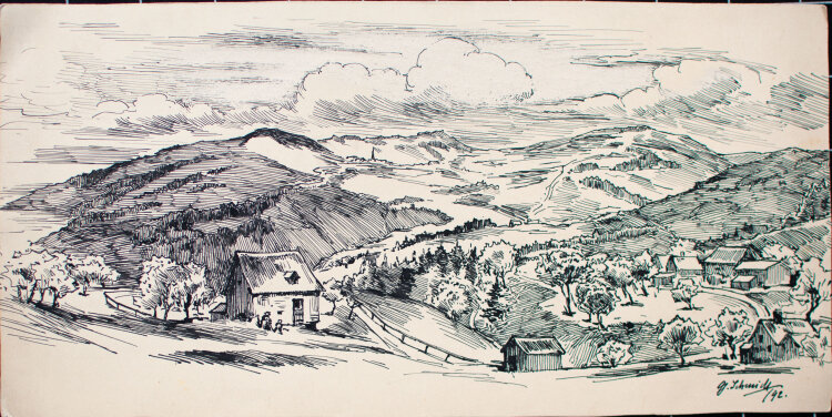 Georg Schmidt - Tallandschaft - 1892 - Zeichnung