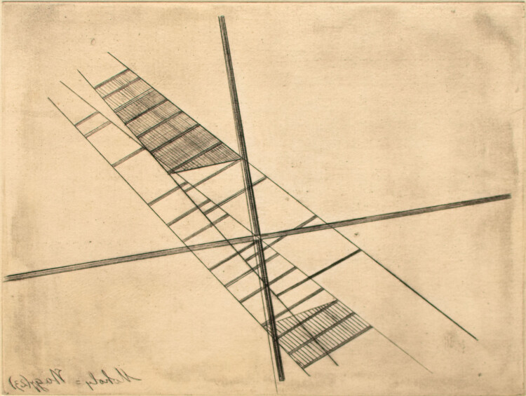 László Moholy-Nagy - Konstruktion mit Kreuz - 1923/1995 - Radierung