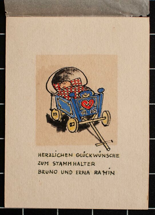 Bruno Ramin - Glückwunschkarte - Zeichnung - 1965