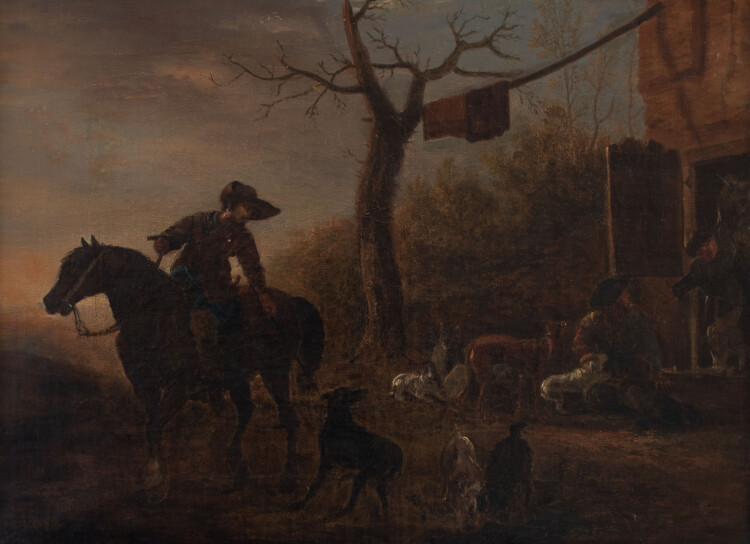 Barent van Kalraet - Italianisierende Landschaft  mit Reiter und Hunden - o.J. - Öl auf Leinwand