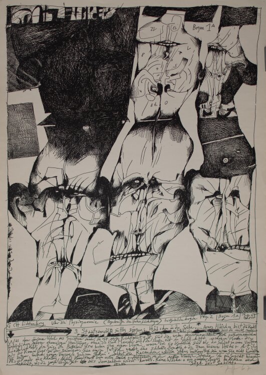 Horst Janssen - Laatzen Bilderbogen Folge 2, Bogen 1 A - 1967 - Strichätzung
