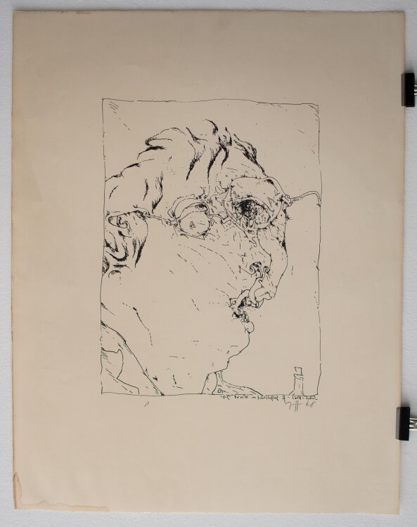 Horst Janssen - Selbstporträt - 1968 - Lithografie