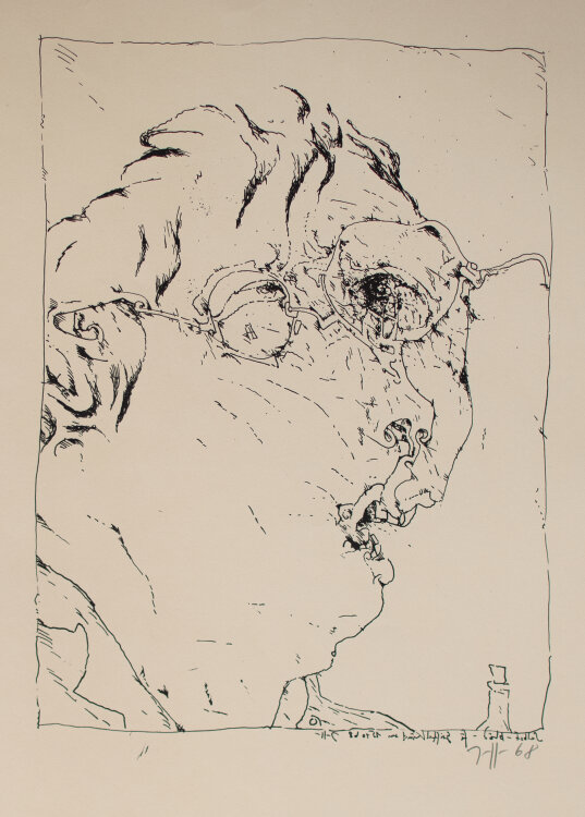Horst Janssen - Selbstporträt - 1968 - Lithografie
