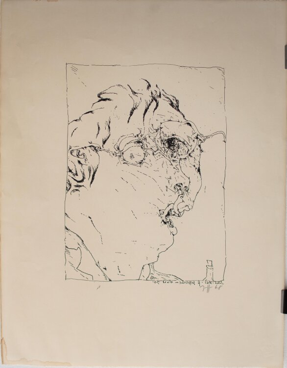 Horst Janssen - Selbstporträt - 1968 - Lithografie