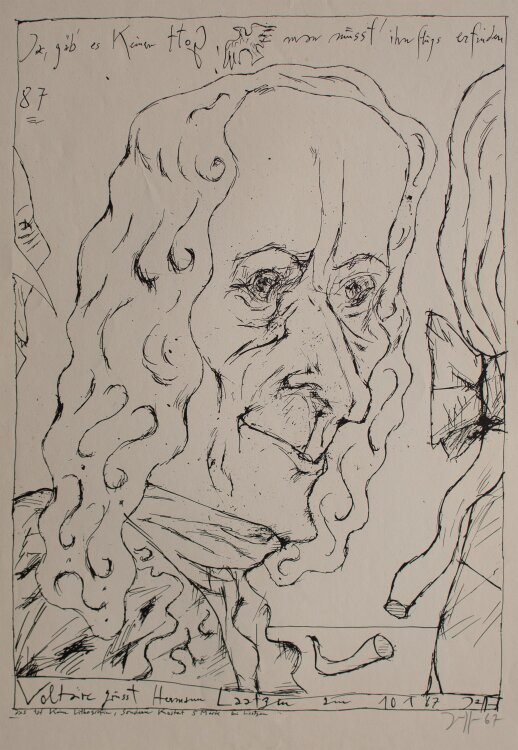 Horst Janssen - Voltaire - 1967 - Lithografie