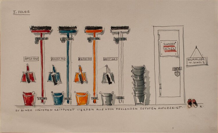 Bruno Ramin - o.T. (Raumpflege W. Scholz) - Aquarell - o.J.