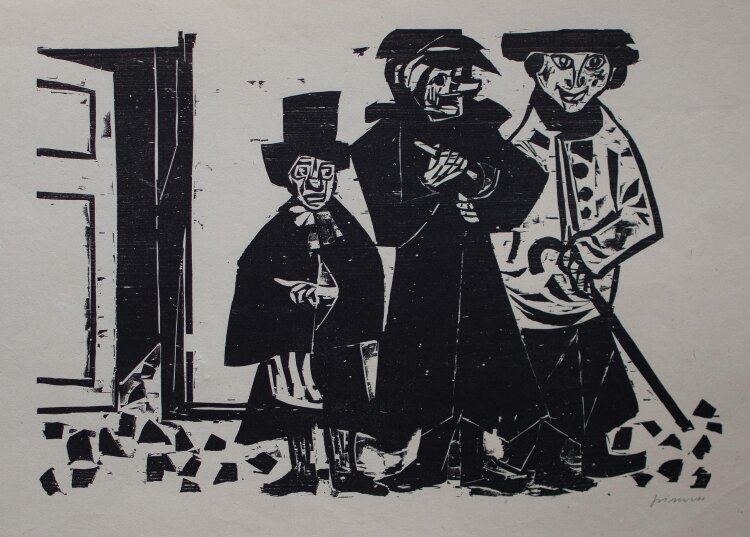 Willem Grimm - Rummelpottszene - 1969 - Holzschnitt