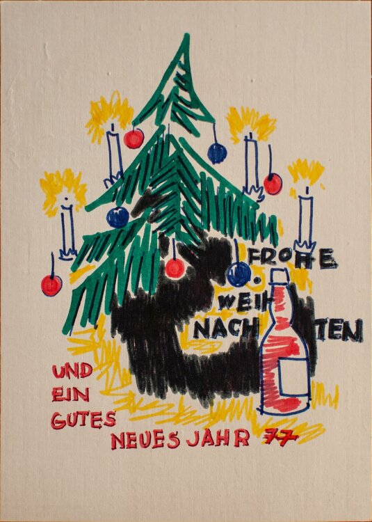 Bruno Ramin - Weihnachtskarte - Tuschzeichnung - 1977