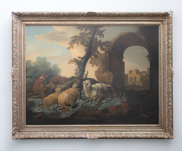 Johann Melchior Roos - Schlafender Hirte mit Tierherde - o.J. - Öl auf Leinwand auf Hartfaser