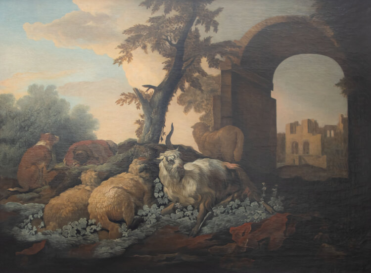 Johann Melchior Roos - Schlafender Hirte mit Tierherde - o.J. - Öl auf Leinwand auf Hartfaser