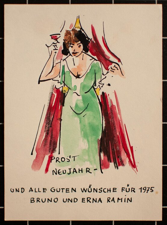 Bruno Ramin - Neujahrskarte - 1975 - Aquarell