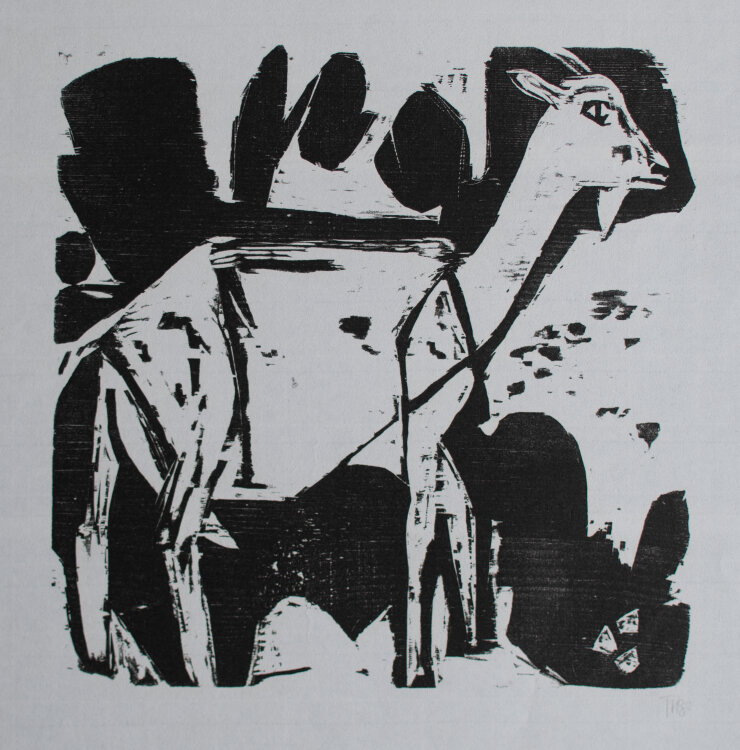 Willi Titze - Ziege - 1967 - Holzschnitt