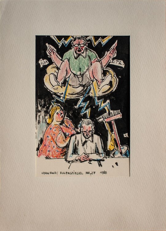 Bruno Ramin - Vorwand Eulenspiegel - Tuschezeichnung - 1968